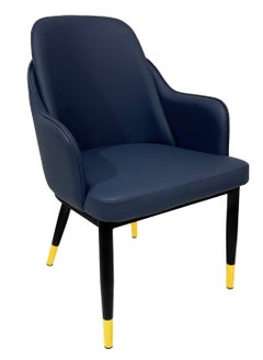 ميبل لديكور المنزل Maple Home Dining Chair Leather Curved Semi-Circular Backrest Armrest Sturdy Metal Legs Luxury Living Restaurant Event Lounge Furniture  - Image 1