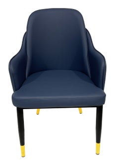ميبل لديكور المنزل Maple Home Dining Chair Leather Curved Semi-Circular Backrest Armrest Sturdy Metal Legs Luxury Living Restaurant Event Lounge Furniture  - Image 2