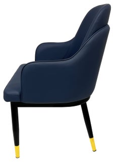 ميبل لديكور المنزل Maple Home Dining Chair Leather Curved Semi-Circular Backrest Armrest Sturdy Metal Legs Luxury Living Restaurant Event Lounge Furniture  - Image 3