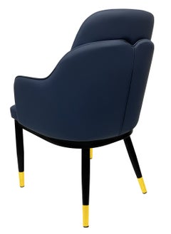 ميبل لديكور المنزل Maple Home Dining Chair Leather Curved Semi-Circular Backrest Armrest Sturdy Metal Legs Luxury Living Restaurant Event Lounge Furniture  - Image 4