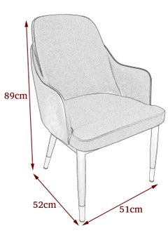 ميبل لديكور المنزل Maple Home Dining Chair Leather Curved Semi-Circular Backrest Armrest Sturdy Metal Legs Luxury Living Restaurant Event Lounge Furniture  - Image 5