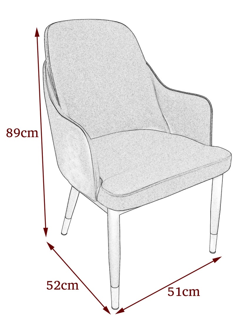 MAPLE HOME DECORATION Maple Home Dining Chair Leather Curved Semi-Circular Backrest Armrest Sturdy Metal Legs Luxury Living Restaurant Event Lounge Furniture  - Image 5