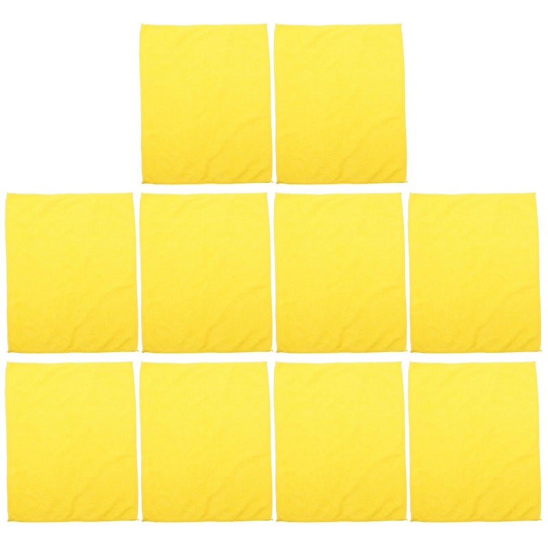 10pcs Yellow Microfiber Cloths Strong Absorbent Multi Purpose Kitchen Dish Towels - Image 2