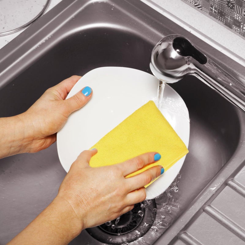 10pcs Yellow Microfiber Cloths Strong Absorbent Multi Purpose Kitchen Dish Towels - Image 5