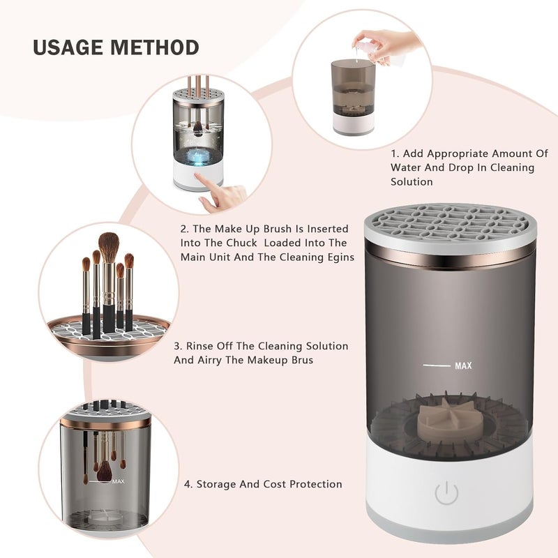 Calyrex Electric Makeup Brush Cleaner Makeup Brush Cleaner Machine with Brush Clean Mat Automatic Cosmetic Brush Cleaner Makeup Brush Tools for All Size Beauty Makeup Brushes Set - Image 4