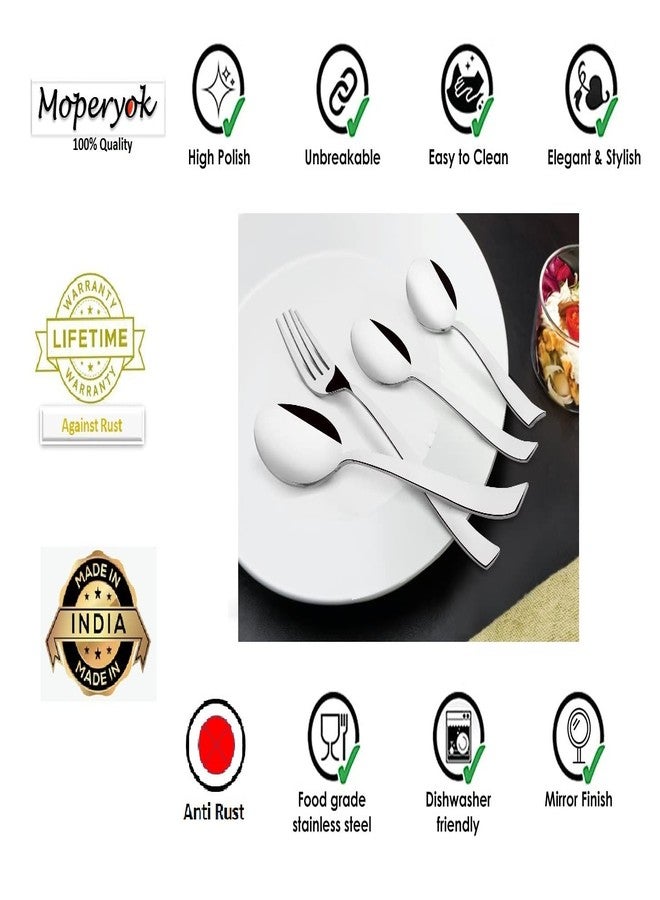 MOPERYOK Stainless Steel Cutlery. Slimline 18 Pcs Premium Cutlery Set I Food Grade, Anti Rust, Non Magnetic Stainless Steel I Heavy Gauge I 6 Dinner Spoons, 6 Dinner Forks, and 6 Tea Spoons I - Image 3