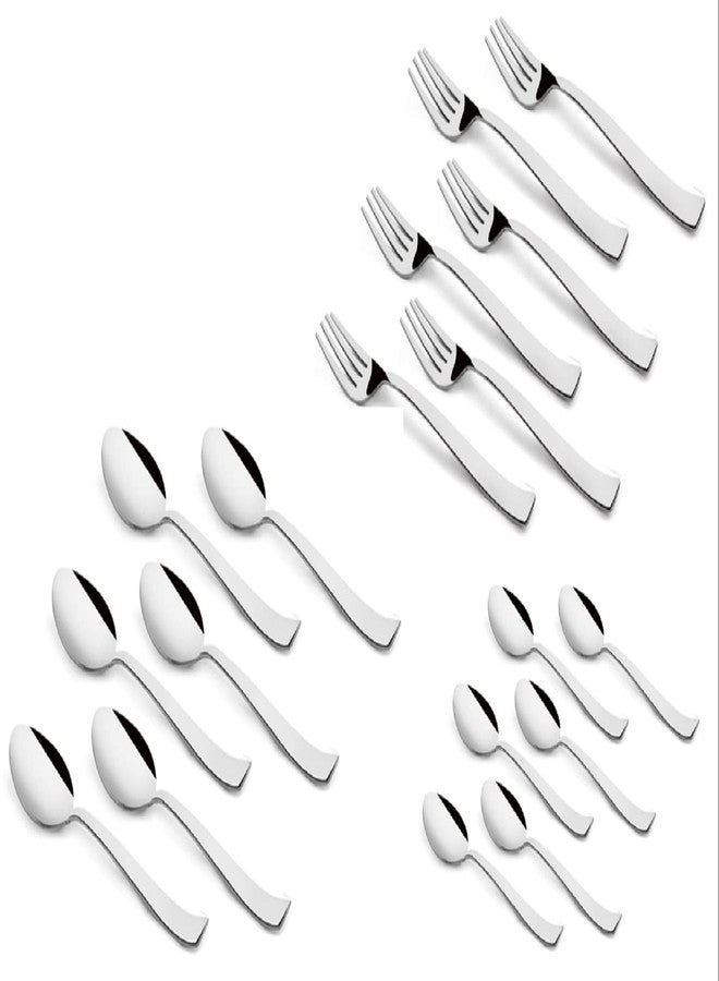MOPERYOK Stainless Steel Cutlery. Slimline 18 Pcs Premium Cutlery Set I Food Grade, Anti Rust, Non Magnetic Stainless Steel I Heavy Gauge I 6 Dinner Spoons, 6 Dinner Forks, and 6 Tea Spoons I - Image 2