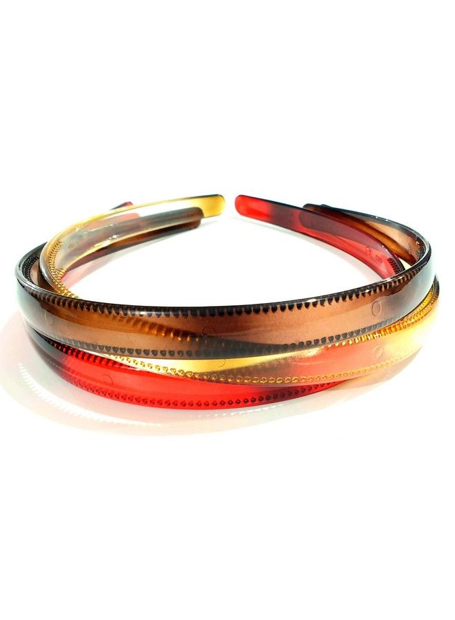 ANNACREATIONS Anna Creations Simple Fashion Plastic Elastic Hair Bands Wavy Hair Comb Black Brown Headband Teeth Comb Shine Hairband Hoop Hair Accessory For Girls Women Lady (Style 1) - Image 2