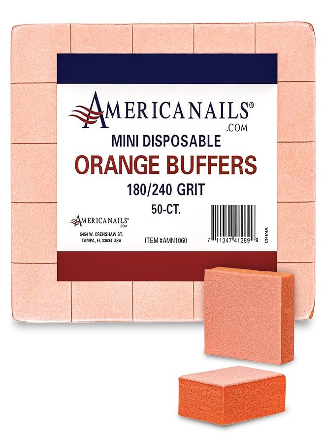 AMERICANAILS .COM Americanails Mini Orange Buffers - (180/240 Grit) - Professional Salon Quality Buffing Blocks for Nails - Buff Nails Prior to Application of Polish, Gel Polish, Gel, Acrylic, Double-Sided, 50 Ct - Image 1