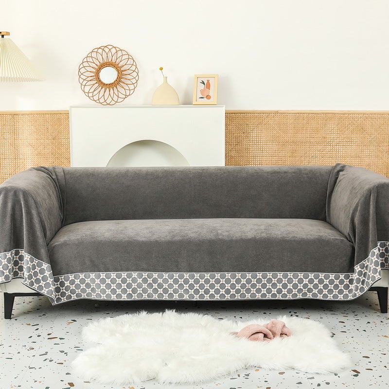 Four Seasons Universal Waterproof Solid Color Cut Velvet Sofa Cover Towel Factory Simple Non-Slip Anti-Urine Anti-Dirty Sofa Towel Cover - Image 1