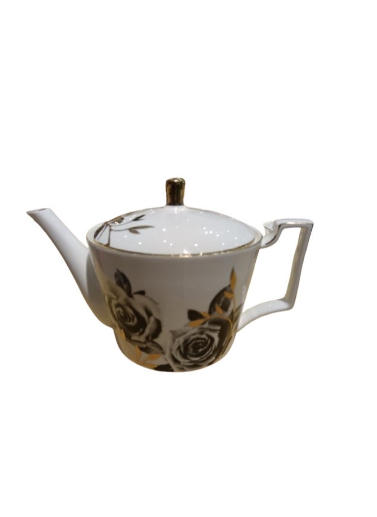 Generic - Liying 16 Pcs Tea Sets Bone China with black Rose design Includes 1 Teapot  (1200ML) 6 *6 Cup (200ML)  & Saucer with 1 Sugar Pot and 1 Milk pot - Image 1