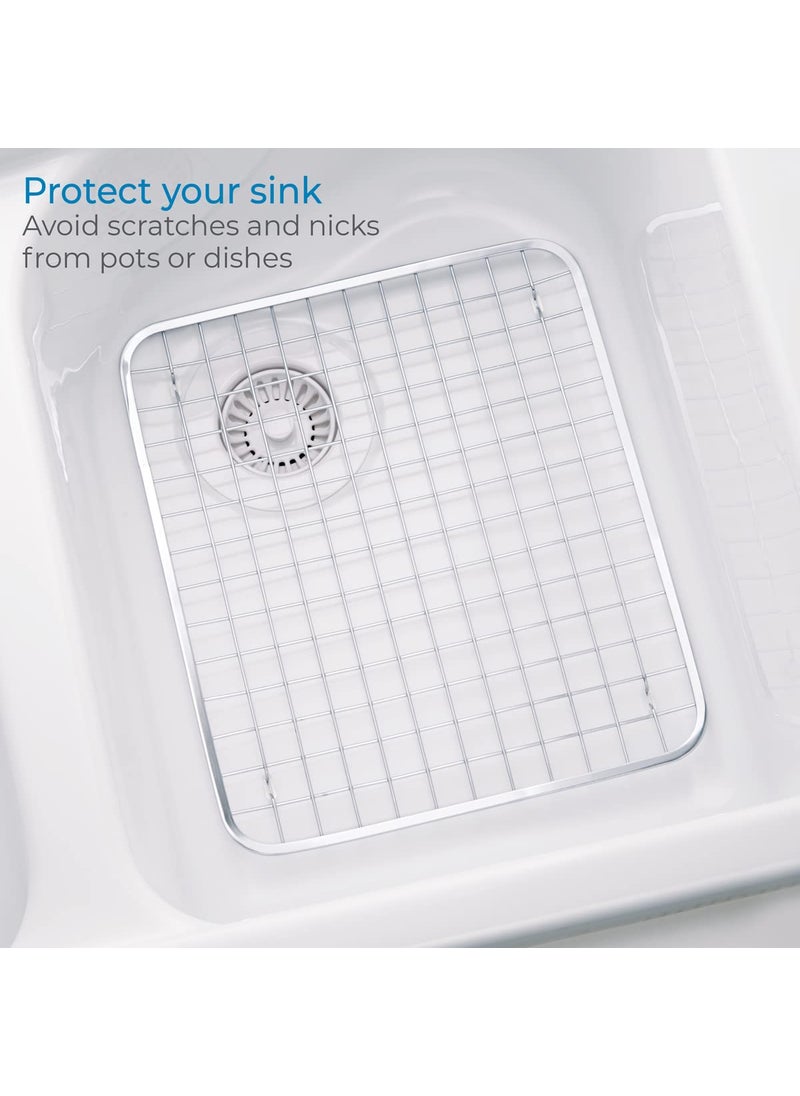 InterDesign iDesign Metal Kitchen Sink Protector Grid for Kitchen  Bathroom  Basement  Garage  The Gia Collection - 12.75"" x 11""  Polished Stainless Steel  - Image 4