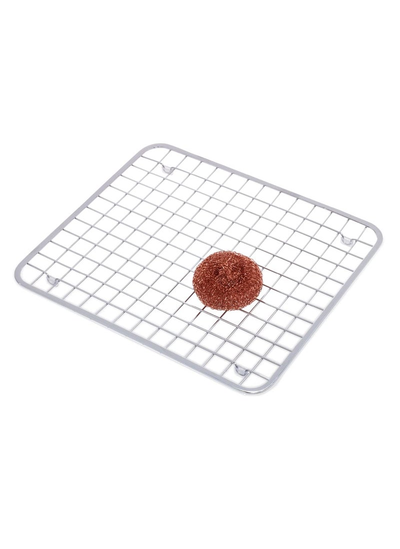 InterDesign iDesign Metal Kitchen Sink Protector Grid for Kitchen  Bathroom  Basement  Garage  The Gia Collection - 12.75"" x 11""  Polished Stainless Steel  - Image 2