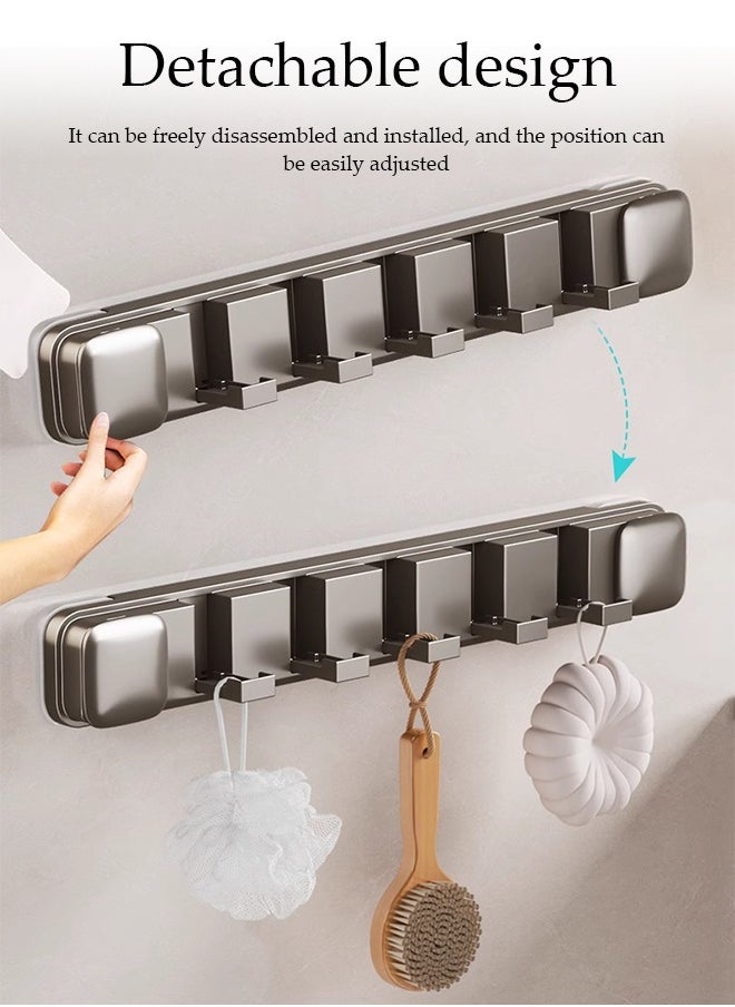 DUNISO Folding Hideaway Coat Hooks，Coat Hooks Wall Mounted 5 Hook ，Suction cup without punching，Strong load-bearing capacity，Can be glued behind the door，Gun Gray  - Image 5