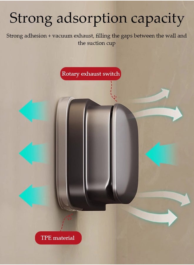 DUNISO Folding Hideaway Coat Hooks，Coat Hooks Wall Mounted 5 Hook ，Suction cup without punching，Strong load-bearing capacity，Can be glued behind the door，Gun Gray  - Image 3