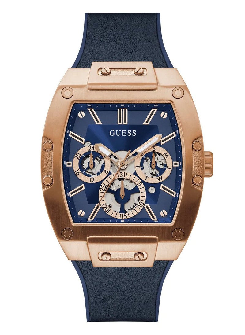 GUESS Guess Rose Gold Tone Case Blue Genuine Leather Watch GW0202G4  - Image 1