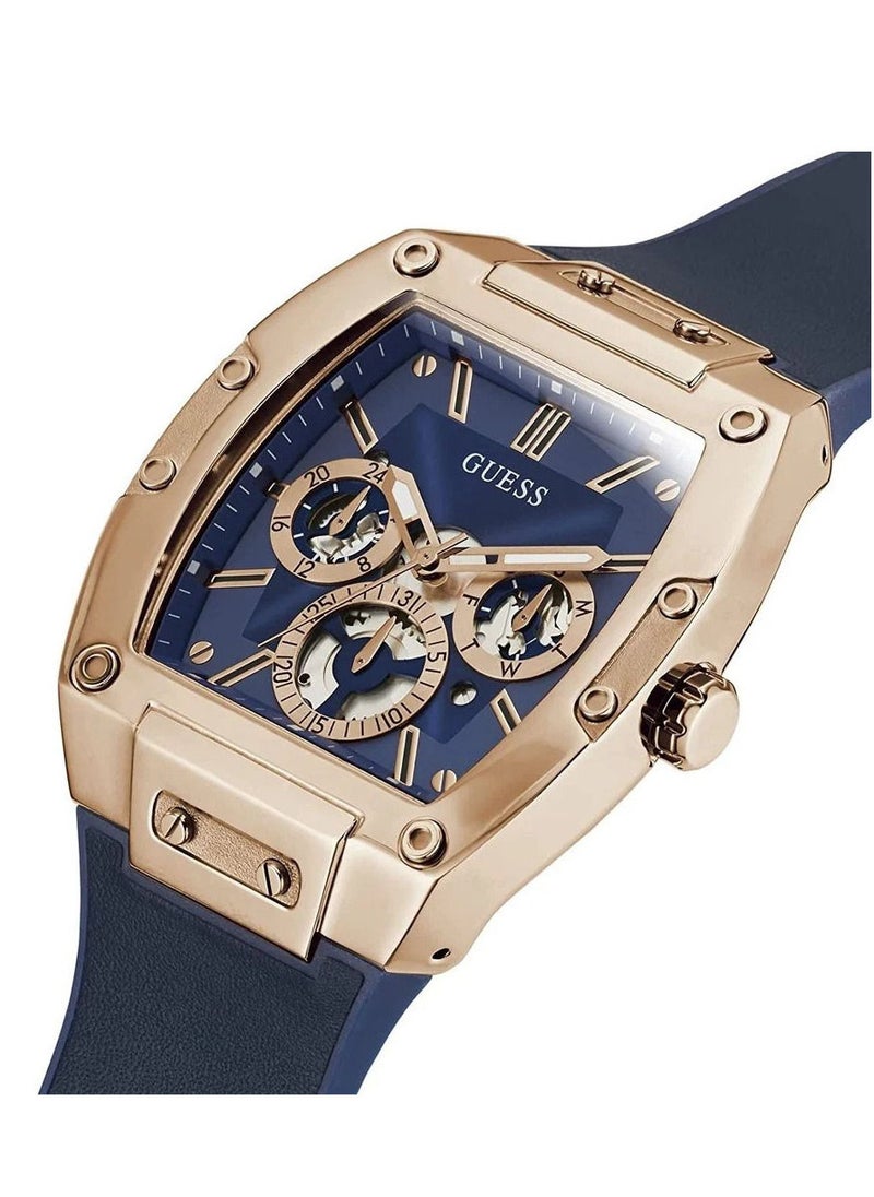 GUESS Guess Rose Gold Tone Case Blue Genuine Leather Watch GW0202G4  - Image 2