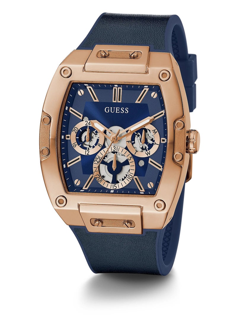 GUESS Guess Rose Gold Tone Case Blue Genuine Leather Watch GW0202G4  - Image 3