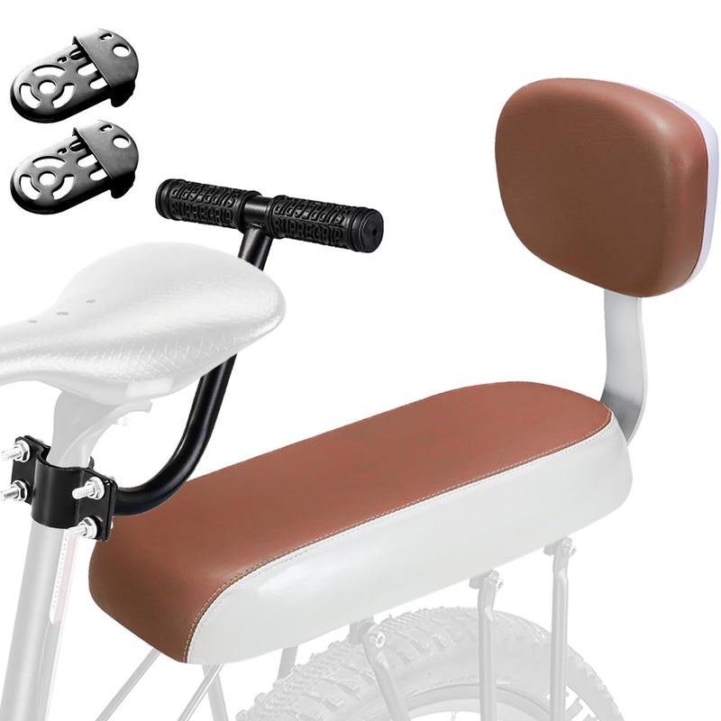 TOPCABIN Bicycle Manned Cushion Mountain Bike Back Shelf Seat Cushion Manned Comfortable Saddle Children Back Seat(Brown-Armsrest&Backrest) - Image 1