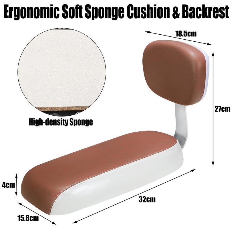 TOPCABIN Bicycle Manned Cushion Mountain Bike Back Shelf Seat Cushion Manned Comfortable Saddle Children Back Seat(Brown-Armsrest&Backrest) - Image 2