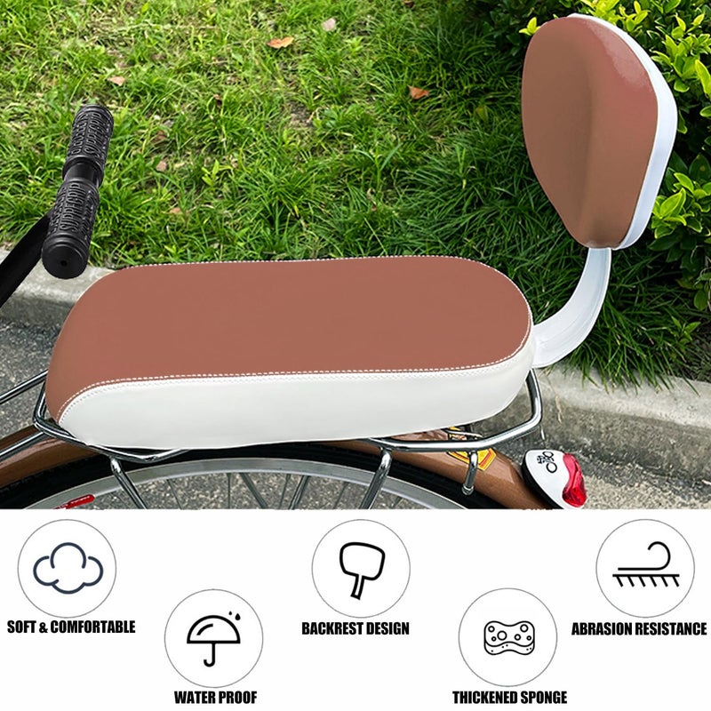 TOPCABIN Bicycle Manned Cushion Mountain Bike Back Shelf Seat Cushion Manned Comfortable Saddle Children Back Seat(Brown-Armsrest&Backrest) - Image 4