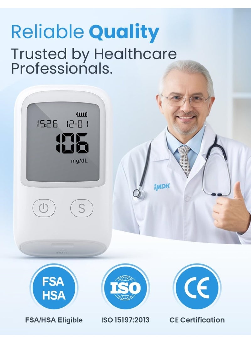 YUNSYE Blood Glucose Monitor set, with 100 Blood Sugar Test Strips, 100 Lancets, 1 Blood Glucose Meter, 1 Lancing Device, Travel Case for Diabetes Testing Kit (Auto-Coding Glucometer kit with 1 Control Solution - Image 2