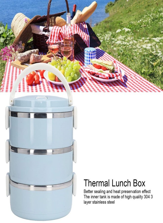 كويداموس علبة غداء حرارية، علبة غداء حرارية من الفولاذ المقاوم للصدأ بثلاثة طبقات للبالغين، مناسبة للمكتب والتخييم والمنزل، قابلة للتكديس، علبة غداء/وجبات خفيفة حرارية من الفولاذ المقاوم للصدأ - Image 5