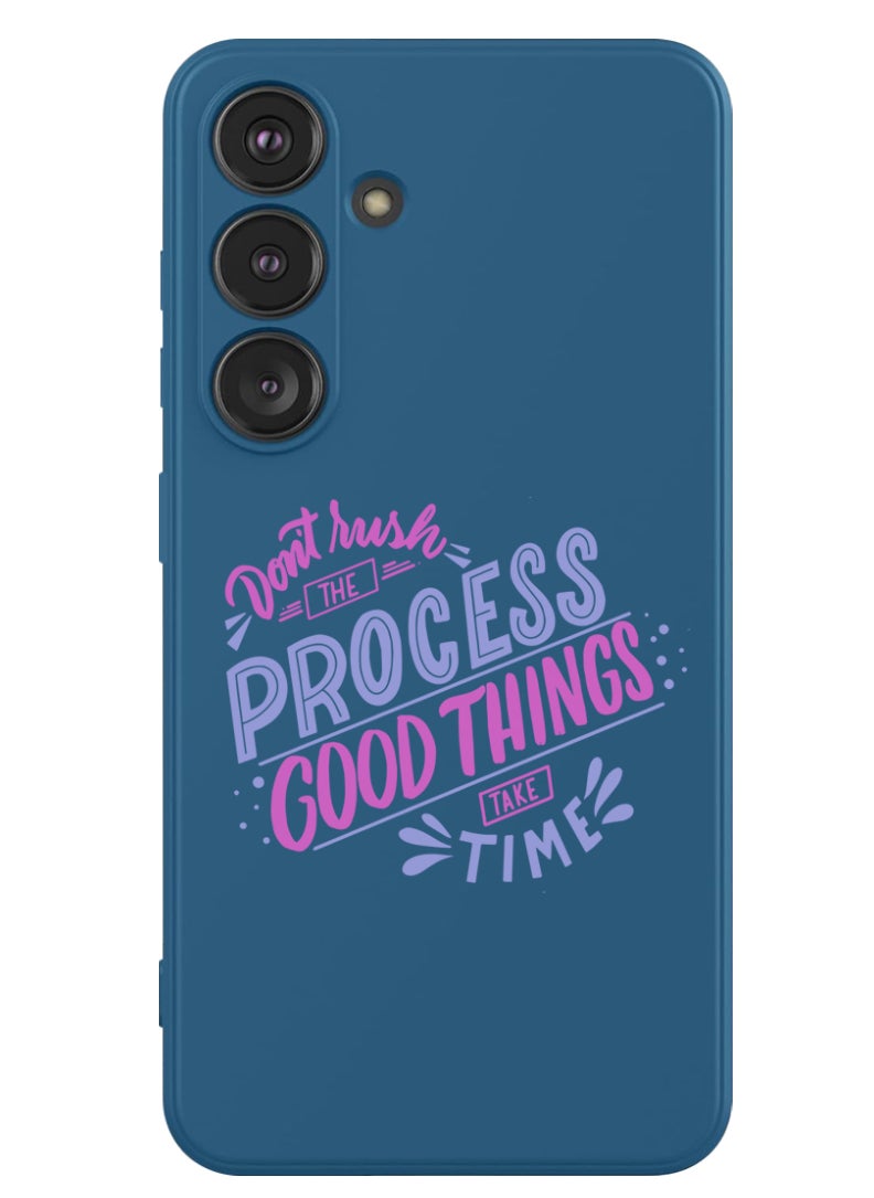Theodor Protective Slim Fit Case Liquid Silicone Cover with Full Body Protection Anti-Scratch Shockproof Case For Samsung Galaxy S24 Plus (Blue) - Dont rush the Process good things take time  - Image 1