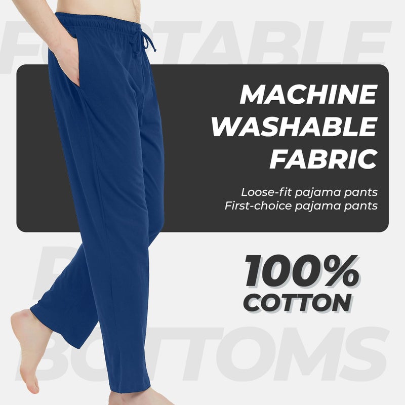 U2SKIIN Mens 100% Cotton Pajama Pants, Lightweight Soft Lounge Pant with Pockets Sleep Pj Bottoms for Men(Royal Blue, L) - Image 4