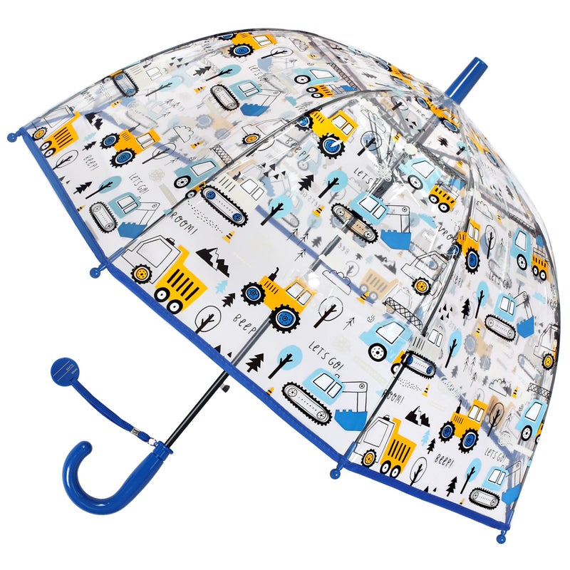 RONIARE Kids Umbrella Clear Bubble Umbrellas for Rain,Safety Dome Windproof Umbrella for Kids (Car Blue) - Image 1