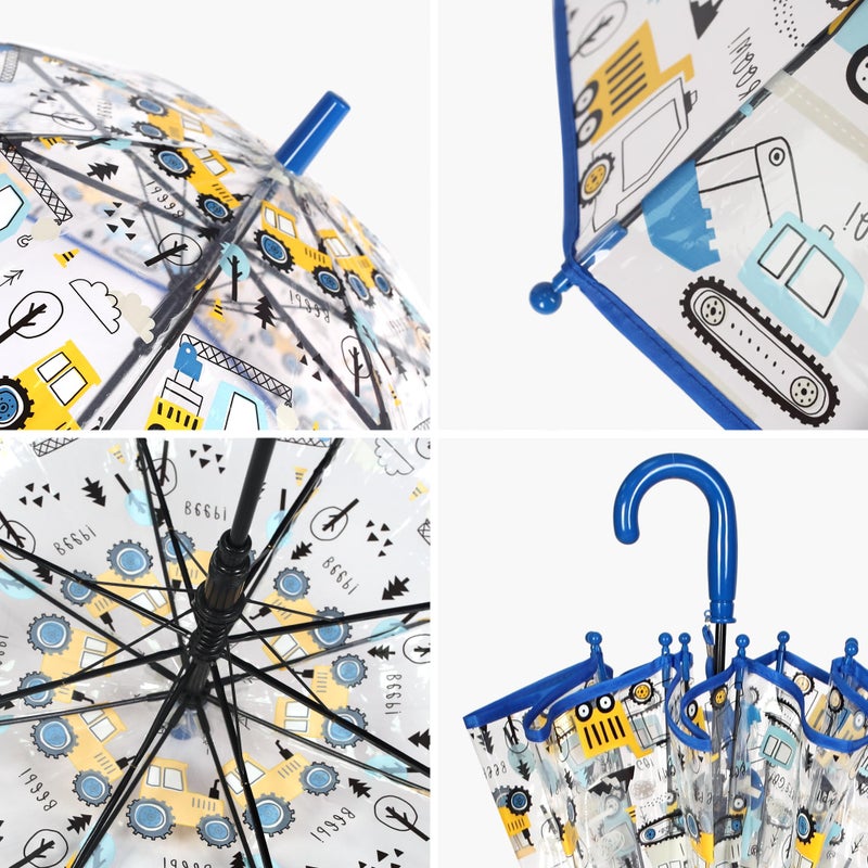 RONIARE Kids Umbrella Clear Bubble Umbrellas for Rain,Safety Dome Windproof Umbrella for Kids (Car Blue) - Image 4