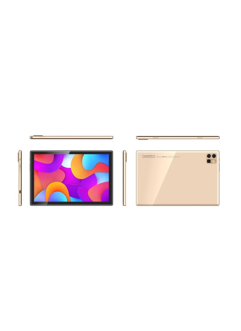 Oteeto - Oteeto Tab 12 Pro 5G Android Tablet, 10.1 Inch Display, 8GB RAM, 512GB ROM, 6000 mAh Battery, Wireless Keyboard (Gold) - Image 1