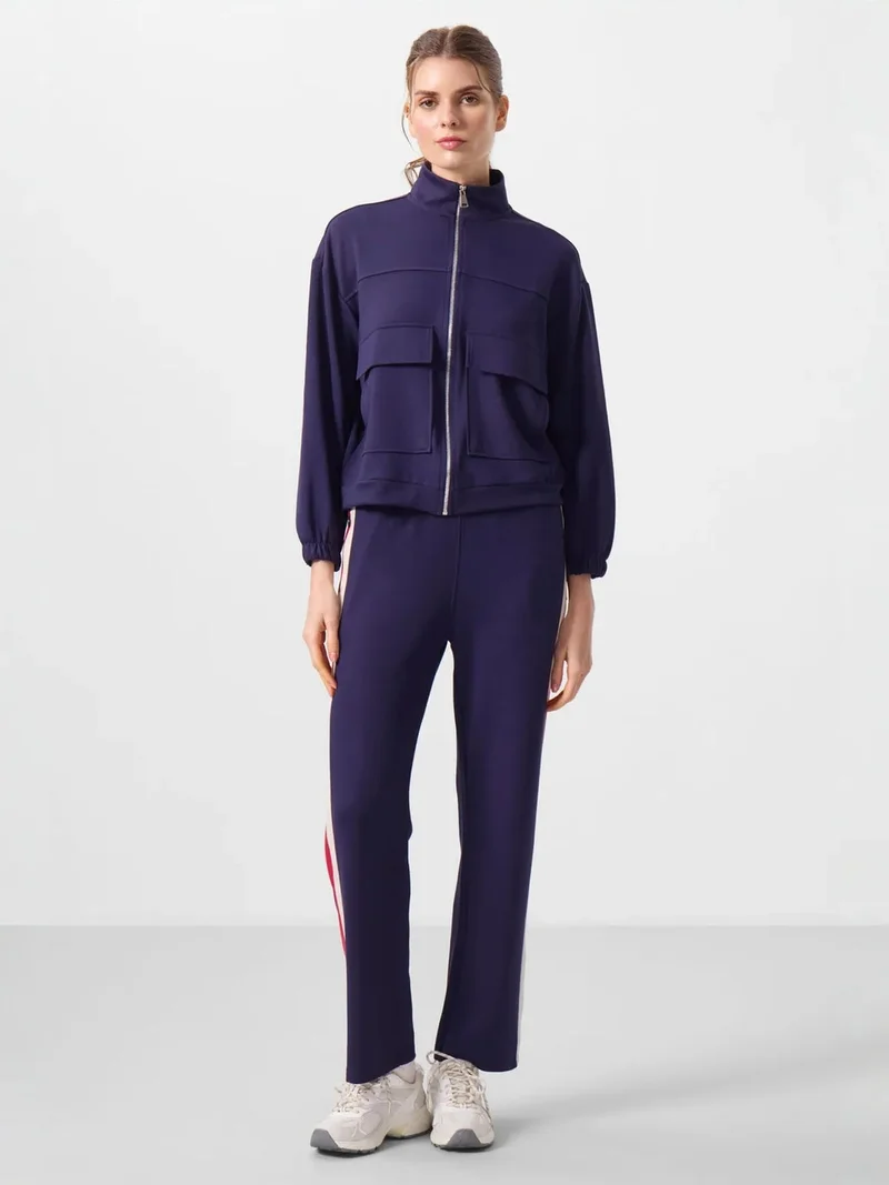 تومي لايف TOMMY Oversized Cropped Zip-Neck Knit Top