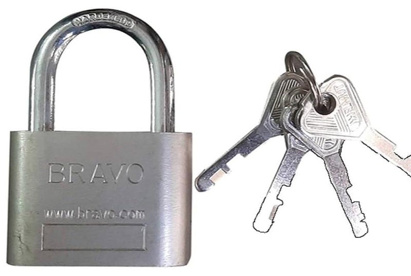 برافو قفل برافو كمبيوتر فضي مقاس 30 ملي+شنطة دكان علاء - Image 1