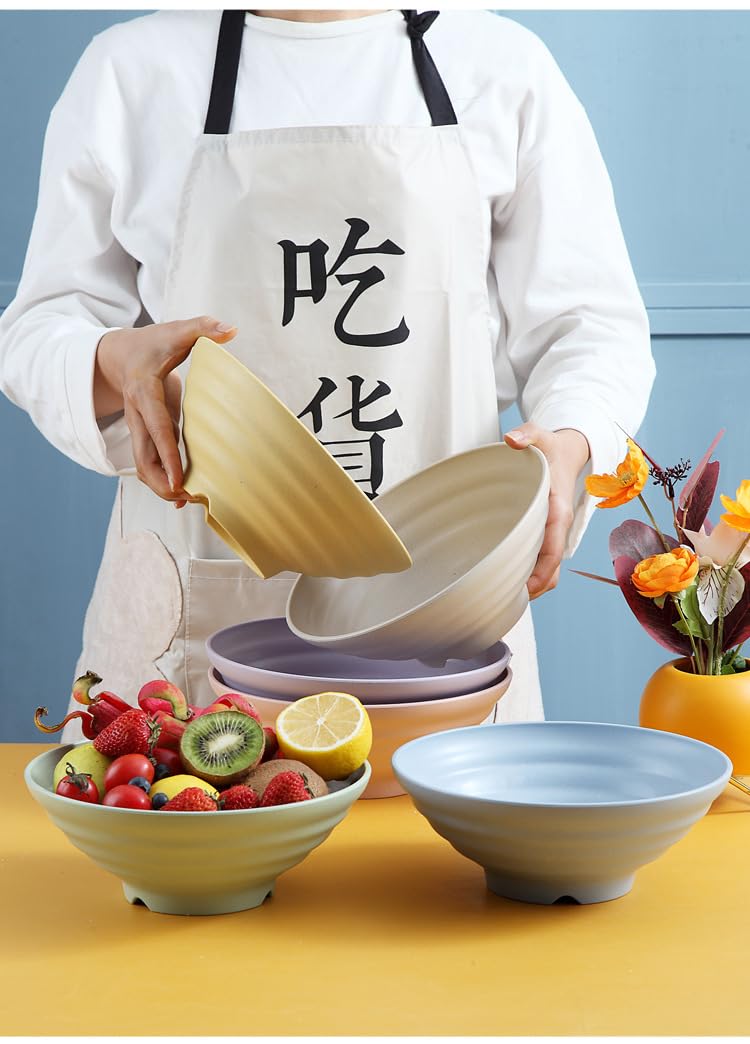 RoarCraft Wheat Straw Big Bowls Set - Unbreakable Cereal Bowls, Microwave and Dishwasher Safe Bowls, BPA Free Soup Bowl for Serving Oatmeal and Salad (Blue, 25 x 10 CM, Pack of 4) - Image 5