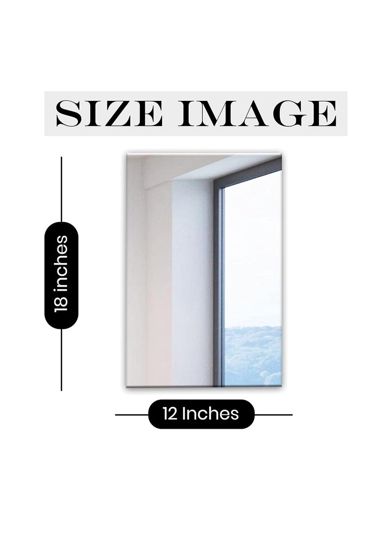 Art Street Art Street Frameless Wall Mirror for Home Decor, Rectangle Bevelled Glass Mirror for Bathroom (Silver, 12 x 18 Inches) (Frameless, Rectangular)  - Image 3