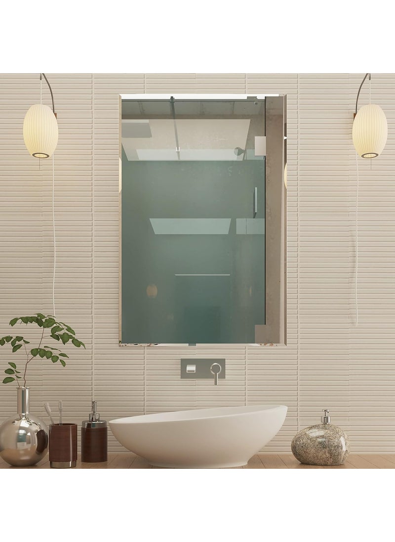 Art Street Art Street Frameless Wall Mirror for Home Decor, Rectangle Bevelled Glass Mirror for Bathroom (Silver, 12 x 18 Inches) (Frameless, Rectangular)  - Image 1