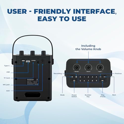 W WINBRIDGE WinBridge Voice Amplifier with Wireless Microphone & Speaker - Portable Mini Bluetooth PA System with Handheld Mic, 30W Rechargeable Megaphone for Teachers, Speech & Outdoor Events S93 Pro - Image 4