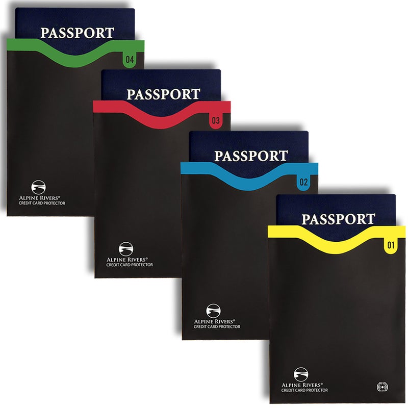 Alpine Rivers 18 RFID Blocking Sleeves Set: 14 Credit Card Holders and 4 Passport Protectors - Premium Identity Theft Protection for Men & Women. Slim Design Fits Wallets & Purses - Image 5