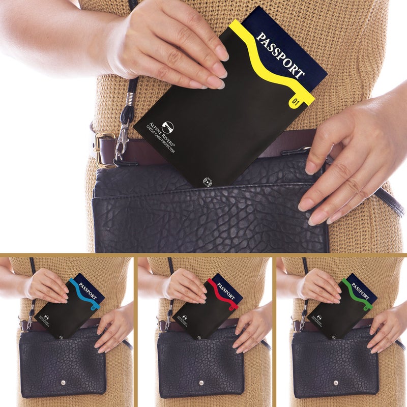 Alpine Rivers 18 RFID Blocking Sleeves Set: 14 Credit Card Holders and 4 Passport Protectors - Premium Identity Theft Protection for Men & Women. Slim Design Fits Wallets & Purses - Image 3