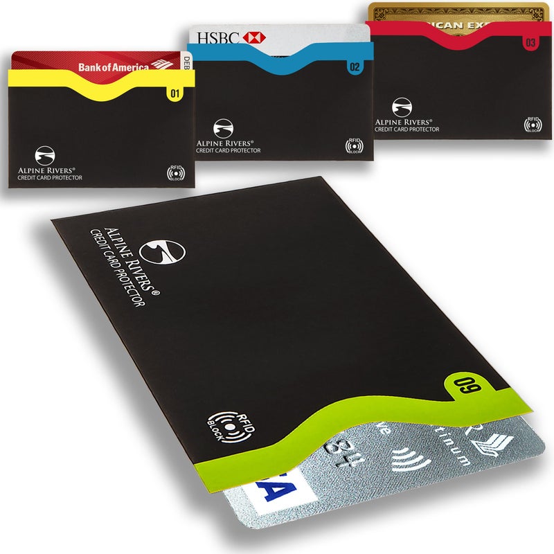 Alpine Rivers 18 RFID Blocking Sleeves Set: 14 Credit Card Holders and 4 Passport Protectors - Premium Identity Theft Protection for Men & Women. Slim Design Fits Wallets & Purses - Image 2