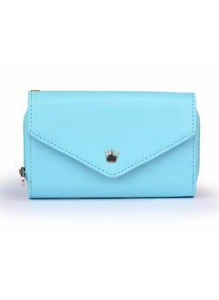 Rubik Women PU Leather Zipper Wallet Multi-layer Coin Purse (Aqua)  - Image 1