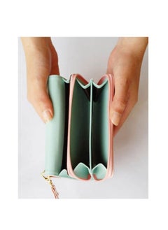 Rubik Women PU Leather Zipper Wallet Multi-layer Coin Purse (Aqua)  - Image 3