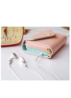 Rubik Women PU Leather Zipper Wallet Multi-layer Coin Purse (Aqua)  - Image 5
