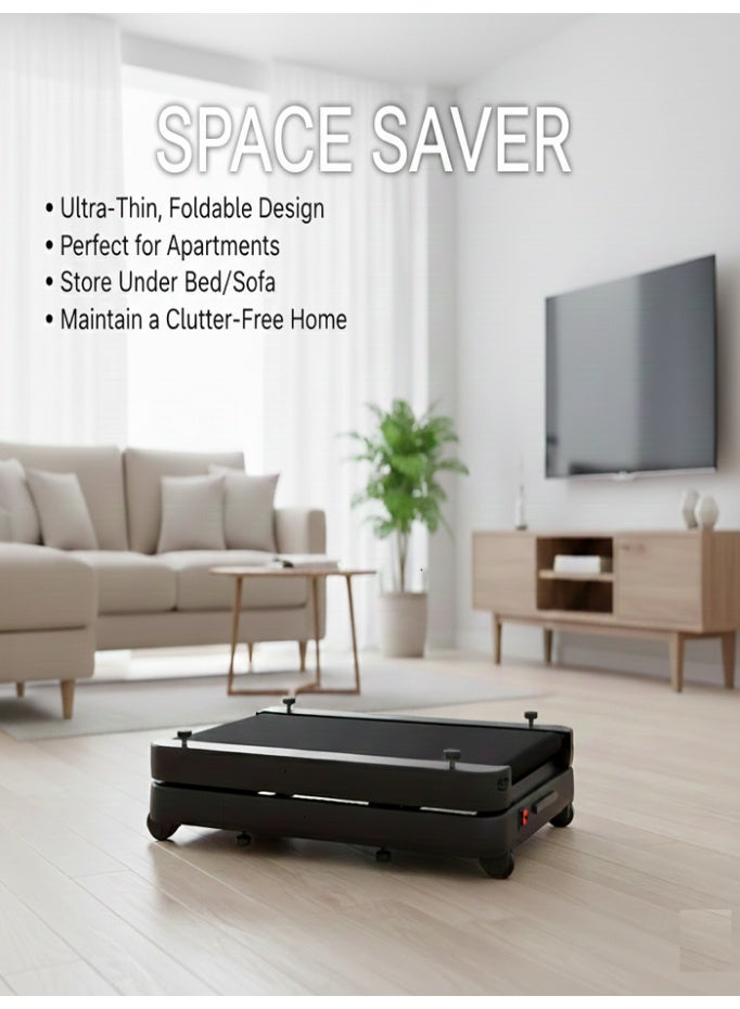 ليفي جهاز مشي كهربائي محمول قابل للطي، جهاز مشي كهربائي يُوضع تحت المكتب، جهاز مشي كهربائي محمول قابل للطي بسرعة 0-6 كم/ساعة مع شاشة LED وجهاز تحكم عن بُعد، جهاز جري نحيف بمحرك كهربائي بسعة 120 كجم للاستخدام المنزلي والمكتبي - Image 3