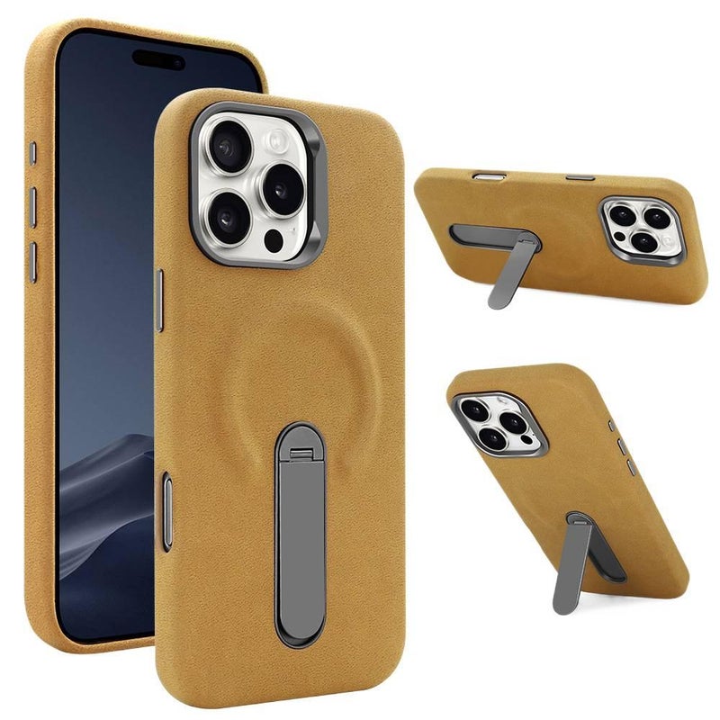 MagSafe Case | Shockproof Cover for iPhone 15 / 15 Plus / 15 Pro / 15 Pro Max | Brown | Drop Protection | Kickstand - Image 1