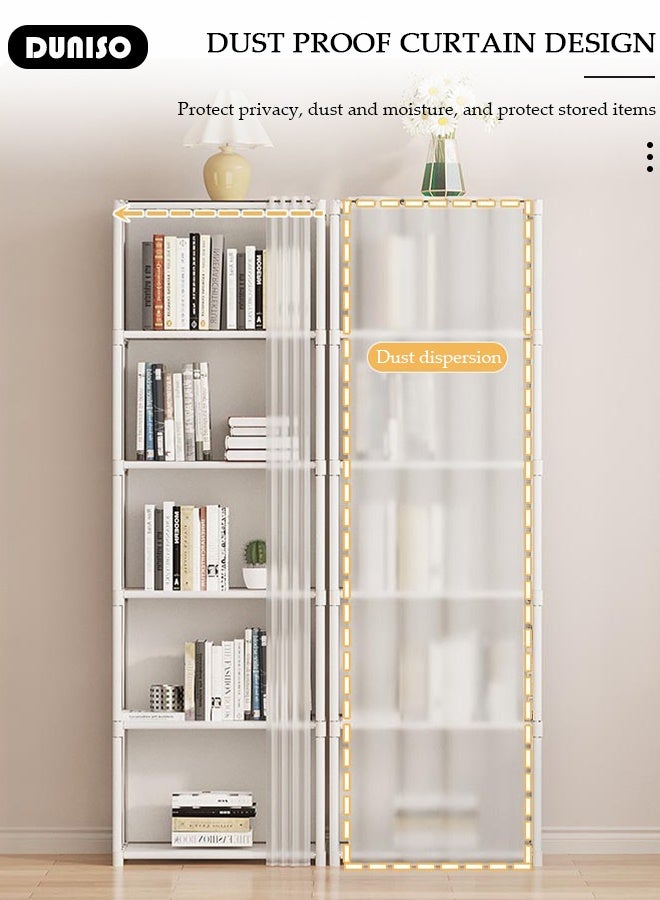 DUNISO 8-Cube Multi-Functional Closet Storage Shelves with Curtain, Cube Storage Organizer, Closet Organizer Storage, Portable Cabinet Shelving Bookshelf, DIY Bookcase, Living Room Office Closet Cubicle Rack - Image 5