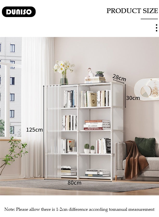 DUNISO 8-Cube Multi-Functional Closet Storage Shelves with Curtain, Cube Storage Organizer, Closet Organizer Storage, Portable Cabinet Shelving Bookshelf, DIY Bookcase, Living Room Office Closet Cubicle Rack  - Image 2