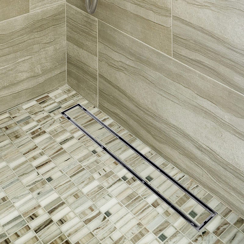 Neodrain مصرف دش خطي نودرين بطول 24 بوصة مع شبكة إدخال بلاط، مصفاة دش مستطيلة من الفولاذ المقاوم للصدأ 304 المصقول، مصرف خطي مع أقدام قابلة للتعديل، مصفاة شعر - Image 3
