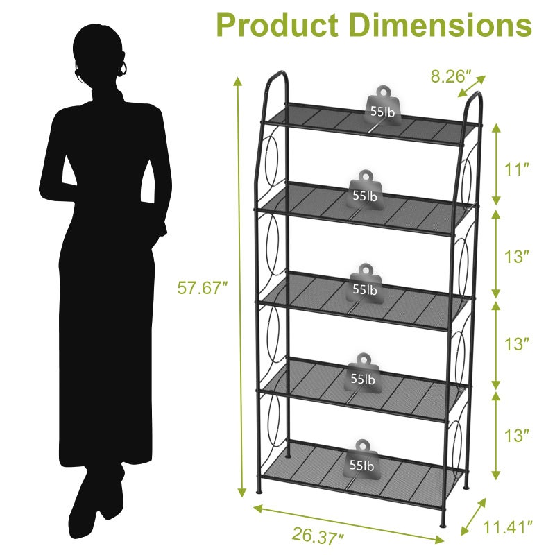 VyGrow 5 Tier Plant Stand Indoor Outdoor, Heavy Duty Plant Shelf, Metal Mesh Tall Plant Stands Holder Rack for Living Room Balcony and Garden, Black - Image 3